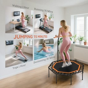 Fitness-Trampolin SPORTNOW z regulowanym uchwytem, stabilne i ciche do użytku wewnątrz, stal, Pomarańczowy