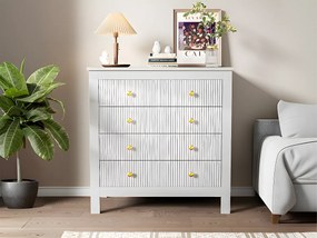 Bufet, komoda z 4 szufladami - z płyt wiórowych - Biała