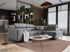 Narożnik PABLOS układ L strona Prawa w tkaninie CLOUD 81 regulowane zagłówki z funkcją spania