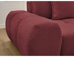 Bordowy rozkładany/ze schowkiem narożnik z tkaniny szenilowej (prawostronny/z szezlongiem) Everest – Bobochic Paris