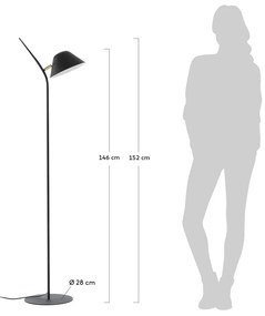 Czarna lampa stojąca z metalowym kloszem (wysokość 152 cm) Aurelia – Kave Home