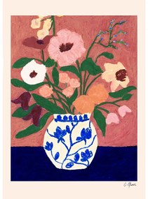 Plakat 30x40 cm Flowers on Blue Table – The Poster Club
