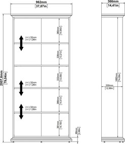 Regał na książki Paris z otwartymi półkami, kolor szary