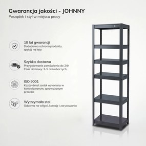 Regał metalowy wąski antracytowy: JOHNNY, 1800 x 450 x 420 mm
