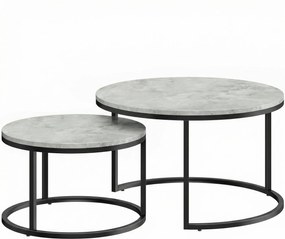 HOMCOM Nowoczesny Zestaw Stolika Kawowego 2w1, Piętrowane Stoliki z Metalową Ramą do Salonu, Sypialni, Biura, Czarny | Aosom PL