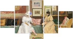 Obraz - William Merritt Chase, A Friendly Call, reprodukcje (125x70 cm)