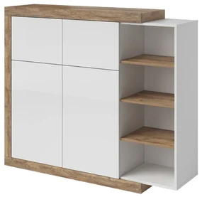 Komoda wysoka SINTRA 2D2KL 150cm dąb samdal/biały połysk HELVETIA