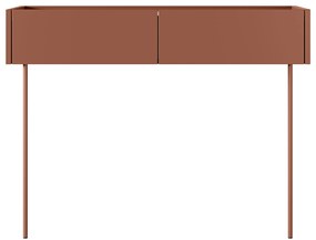 Toaletka Desin 100 cm z szufladami i metalowymi nogami - ceramic red / dąb nagano