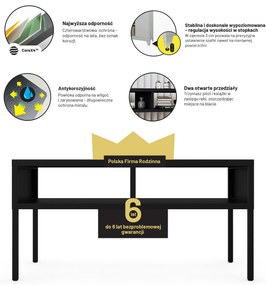 Stolik kawowy prostokątny czarny MATTEO 900 x 450 x 450 mm