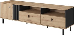 Szafka RTV stojąca MADDALENA 165,1 cm do Salonu pod Telewizor 2 Szuflady - Antracyt