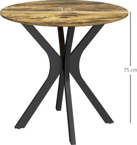 HOMCOM Stół Kuchenny dla 2 Osób, Okrągły, Stelaż z Malowanej Proszkowo Stali, Ø78 cm, Rustykalny Brąz