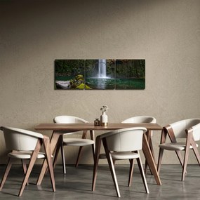 Obraz wodospadów (z zegarem) (90x30 cm)
