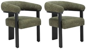 Zestaw 2 krzeseł z podłokietnikami z bukli i drewna kauczukowego - Khaki i czarny - LIVELIA marki Pascal Morabito