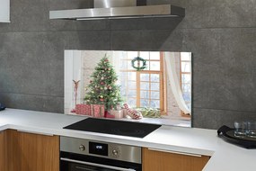 Szklany Panel Świąteczne Choinki i Podarki