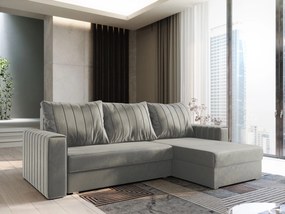 Masseno Narożnik CARL z funkcją spania i pojemnikiem na pościel Narozniki L, Rozkładana sofa - Jasnoszary, PAROS 05