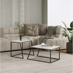 Zestaw stolików kawowych biały/czarny 60x50x38 myra