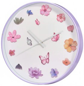 Zegar ścienny z motywem kwiatów, Ø 30 cm