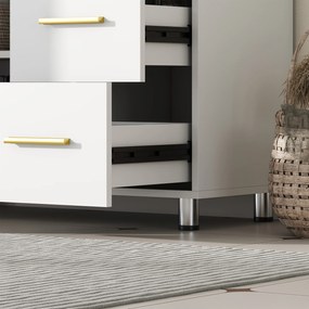 HOMCOM Szafka łazienkowa, 3-poziomowy design, MDF, płyta wiórowa, Biały