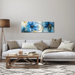 Obraz - Kwiatowy, malowany tuszem (z zegarem) (90x30 cm)