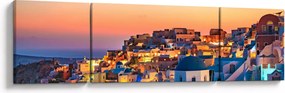 Obraz - Santorini o zmierzchu (170x50 cm)