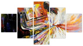 Obraz - Kobieta grająca na pianinie (125x70 cm)