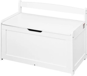 Bank Przechowywania SucceBuy dla Zabawek dla Dzieci Skrzynia na Zabawki z Dębu 83x45,5x60,9 cm Biały