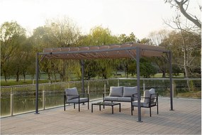 Pergola bioklimatyczna z tkaniny "Lodge" 3 x 4 m - Taupe z regulowanymi lamele
