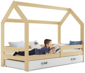 Sosnowe łóżko domek do pokoju dziecięcego 80x160 M3-R50