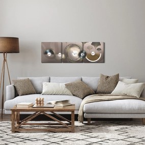 Obraz - Złotobrązowa abstrakcja (z zegarem) (90x30 cm)