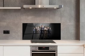 Szkło do Kuchni na Ścianę Mapa Świata z Sylwetkami Ludzi