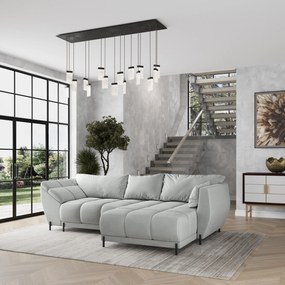 Masseno Narożnik VESTANO  z funkcją spania i pojemnikiem na pościel Narozniki L, Rozkładana sofa - Jasnoszary, MATT VELVET 83