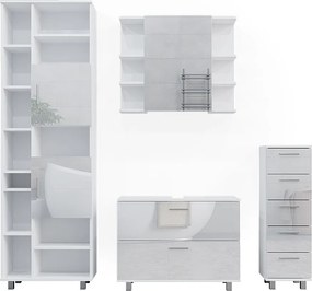 Zestaw mebli łazienkowych biały wysoki połysk 80.2x33x60.8 ilias