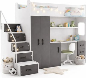 Szafa z łóżkiem i biurkiem pod spodem dla dzieci S4-W21