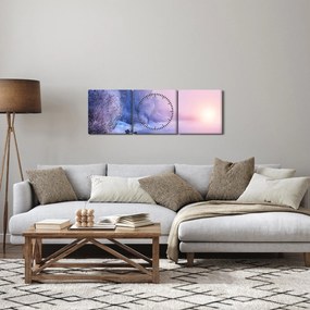 Obraz - Zamarznięta rzeka (z zegarem) (90x30 cm)