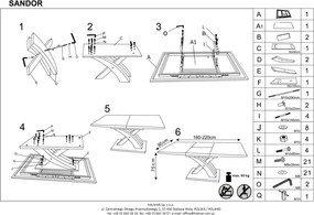 Rozkładany stół na jednej nodze Sandor 3
