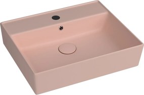 Umywalka ceramiczna nablatowa / wisząca różowa z półką i otworem na baterie 55 x 45 cm LERA pink