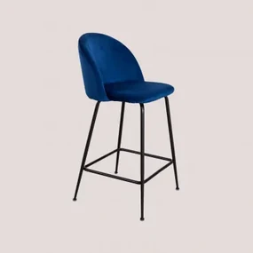Zestaw 4 Aksamitnych Wysokich Stołków Kana Design Azul & ↑65 Cm & Negro - Sklum
