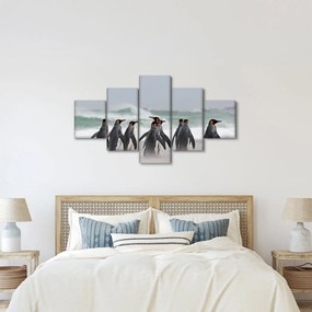 Obraz pingwinów nad oceanem (125x70 cm)