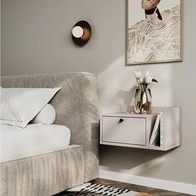 Szafka nocna WENA, wisząca, z szufladą i półką z prawej Aura, 50x27x35 cm, Kaszmir