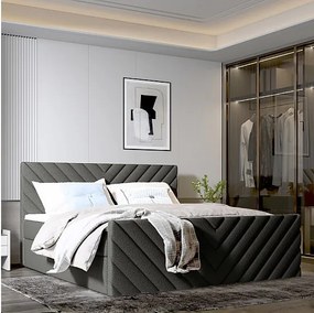Nowoczesne łóżko tapicerowane TOGO z pojemnikiem na pościel 140x200 cm w tkaninie CENTAUR 15 szarej