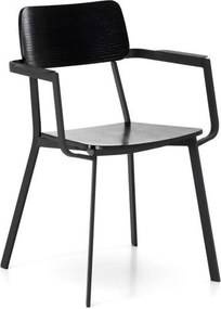 Zestaw 4 nowoczesnych białych krzeseł z lakierowanego drewna "Estia" z podłokietnikami i metalową ramą cm 51,5x61 82h