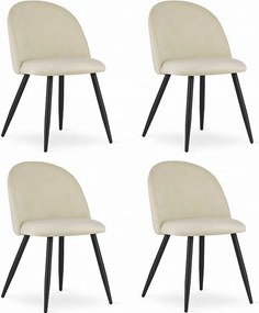 Krzesło Valora BELLO w kolorze beżowym, aksamitne, czarne, metalowe nogi x4