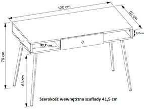 Białe skandynawskie biurko z szufladą - Elara 3X