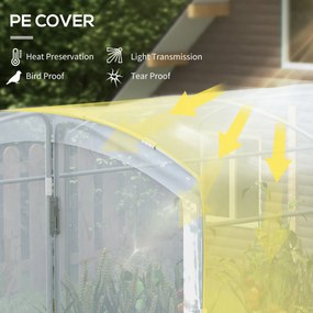 Outsunny Szklarnia foliowa, tunelowa 3 x 2 x 1,95 m, Odporna na wiatr szklarnia na pomidory, Szklarnia z 1 drzwiami, do ogrodu, na balkon, z PE, Przezroczysta