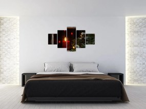 Obraz - Świecąca świeca bożonarodzeniowa (125x70 cm)
