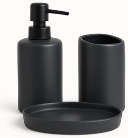 Zestaw łazienkowy PLY, ceramiczny dozownik, kubek i taca