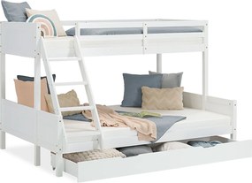 Łóżko piętrowe 90x200 i 140x200 cm białe