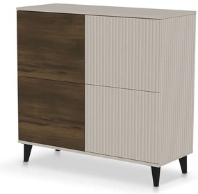 Komoda nowoczesna z lamelami orzech + kaszmir T5-G81
