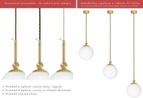 Złota lampa na przewodzie z białą dużą kulą GP-S1GD