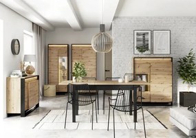 Zestaw mebli do salonu z szafą dąb artisan + czarny - qa H2-K46